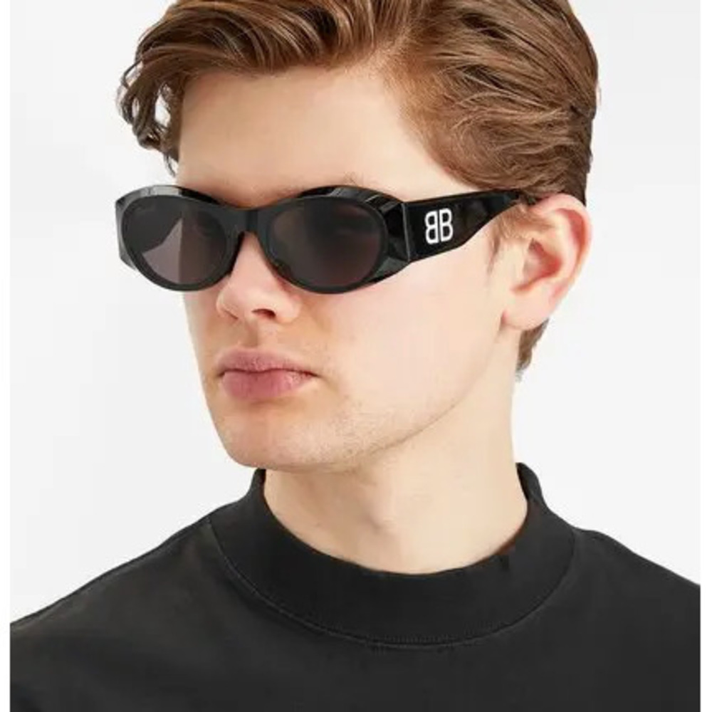 NWT Balenciaga BB0396SK Black Oval 55mm Sunglasses - Picture 2 of 5